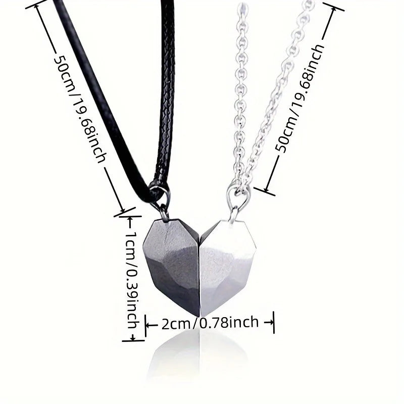 Couple Electrocardiogram Magnetic Heart Pendant Necklace Valentine's Day Gift