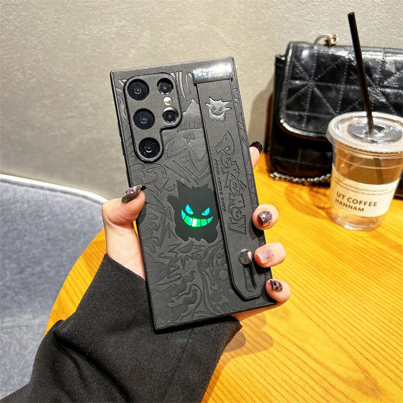 CowLost | anime-gengar-faux-leather-laser-wristband-shockproof-phone-case-for-samsung-galaxy-s25-s24-s23-s22-ultra-plus-a56-a55-a54 |15