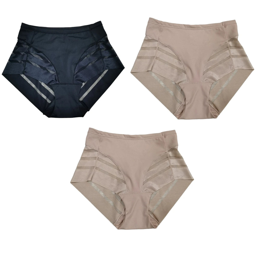 CowLost | product_id-3pcs-womens-high-waist-seamless-mesh-tummy-control-ice-silk-panties |6