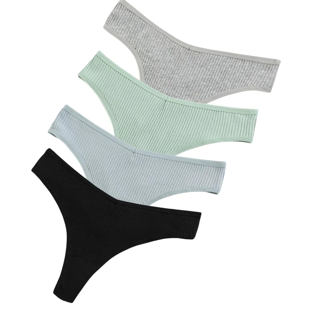 CowLost | product_id-4pcs-women-cotton-low-rise-solid-color-v-waist-g-string-thongs-m-xxl |20