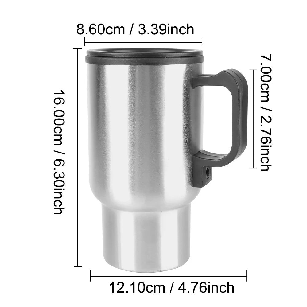 CowLost | stainless-steel-vehicle-heating-cup-12v-450ml-water-coffee-milk-thermal-mug-camping-travel-kettle-electric-heating-car-kettle |11