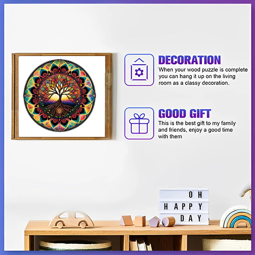 CowLost | circular-tree-pattern-wooden-puzzle-irregular-shape-educational-toy-home-decor-brain-boosting-family-decoration |3