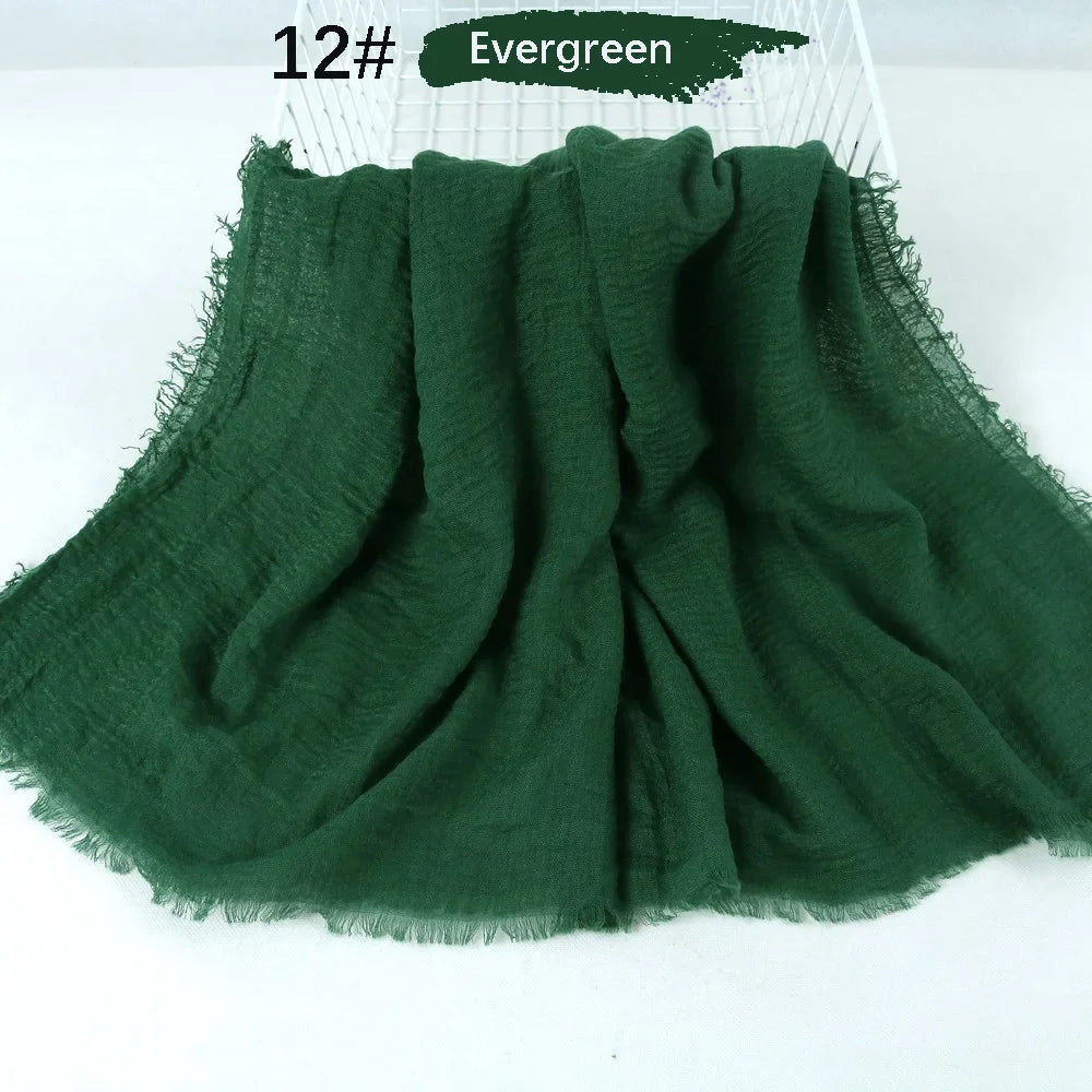 180X90CM Muslim Women Crinkle Hijab Soft Cotton Scarf