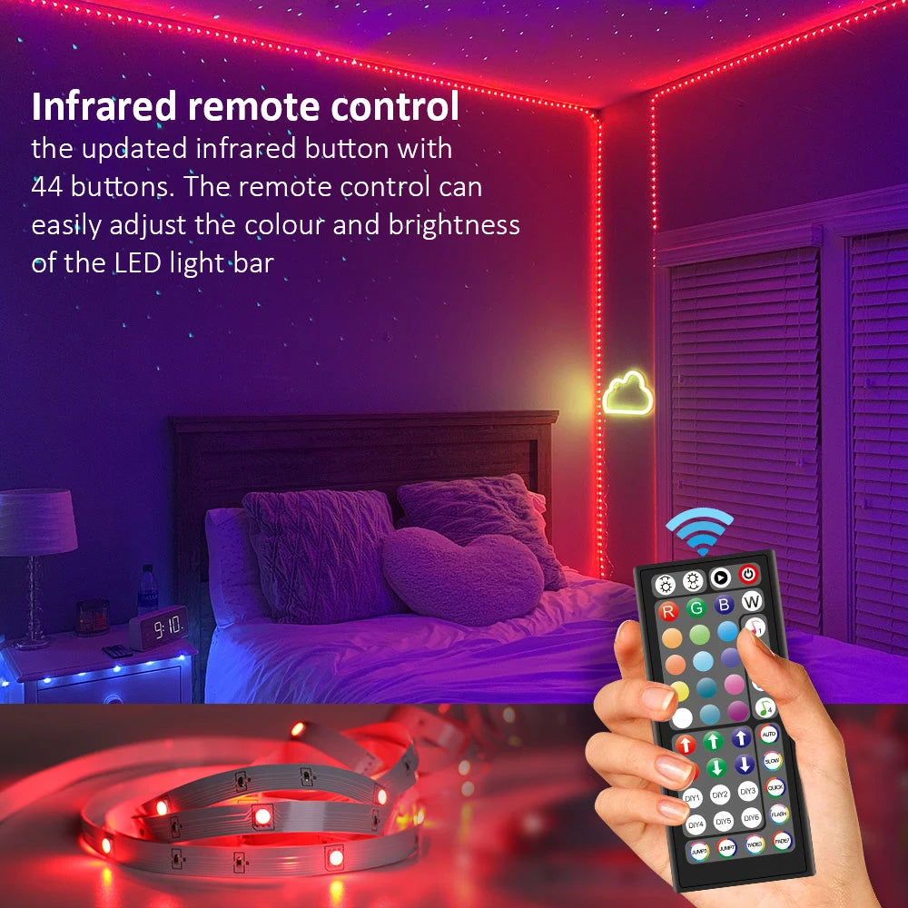 12V 5050 RGB LED Strip Light with APP & Remote, DIY Color Change, Music Sync, Timer