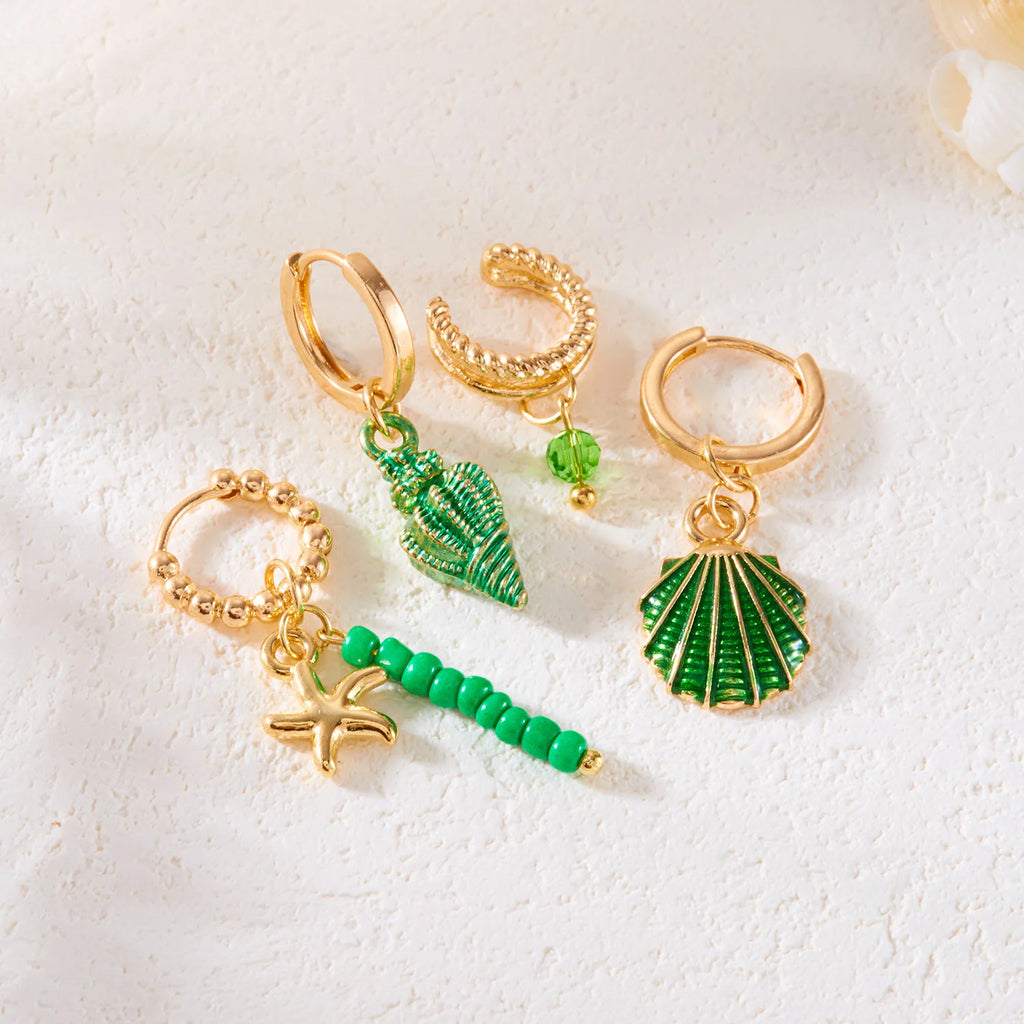 CowLost | 4pcs-colorful-shell-conch-earrings-set-for-women |2
