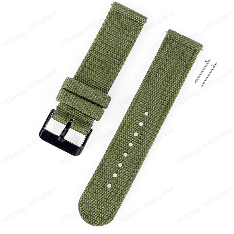18mm 20mm 22mm Nylon Canvas Quick Release Strap for Samsung Galaxy Watch 4 5 3 Huawei