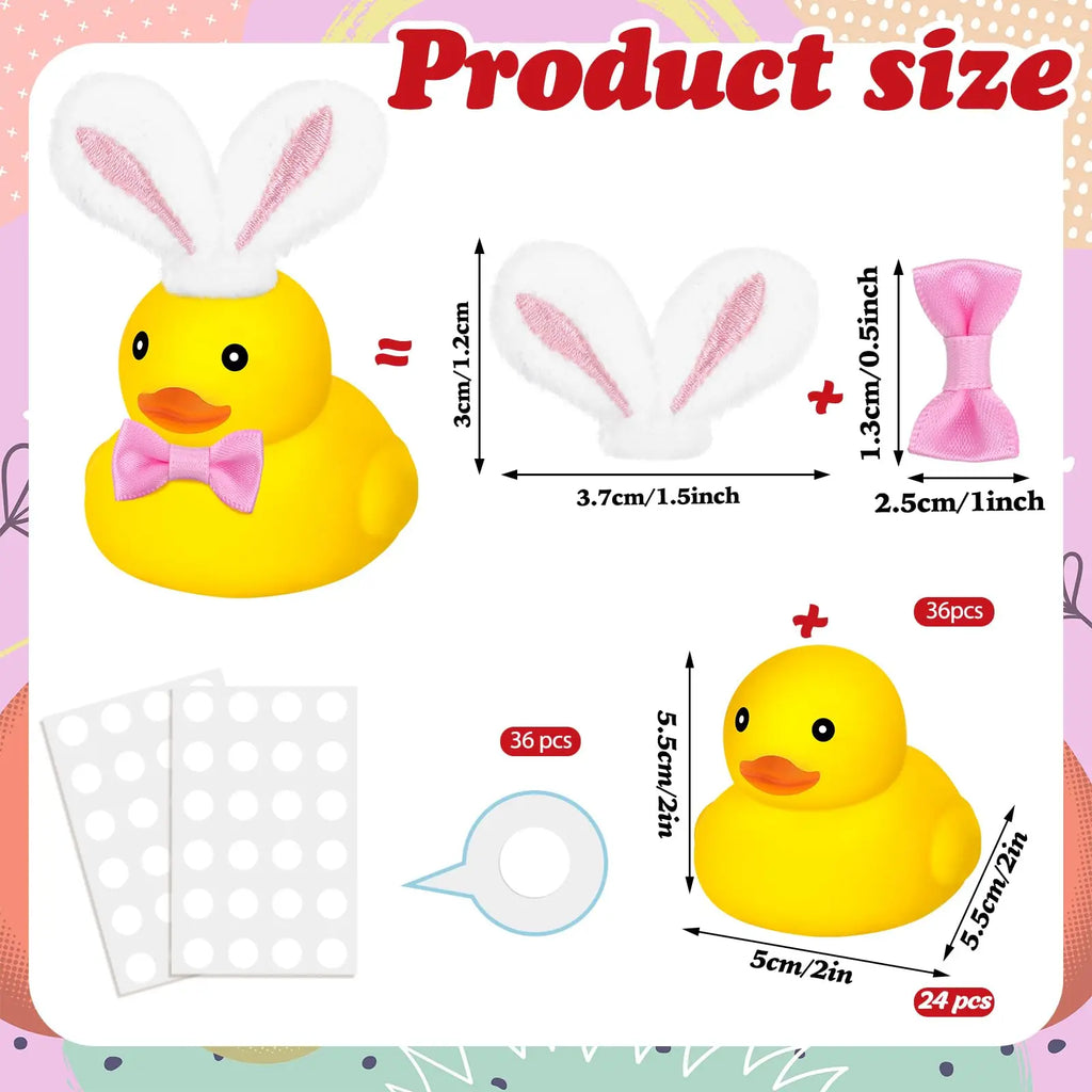 CowLost | product_id-easter-rubber-duck-set-with-plush-rabbit-ears-bow-6-12-24-36-pieces-bath-toys-holiday-decor |2