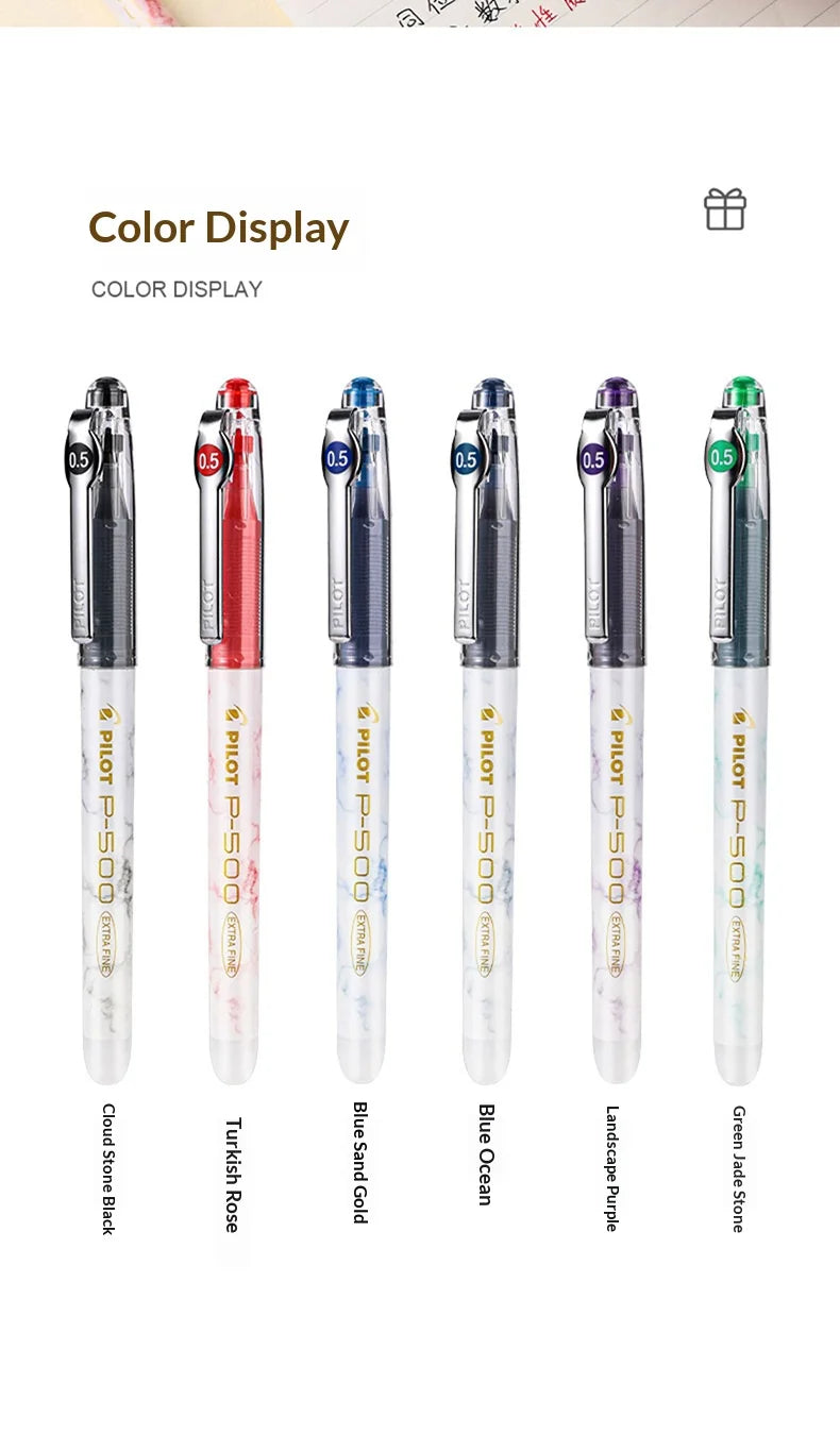 CowLost | product_id-pilot-p500-gold-series-0-5mm-gel-pen-6-colors-anti-smudge-marble-design-ideal-for-students-exams |17