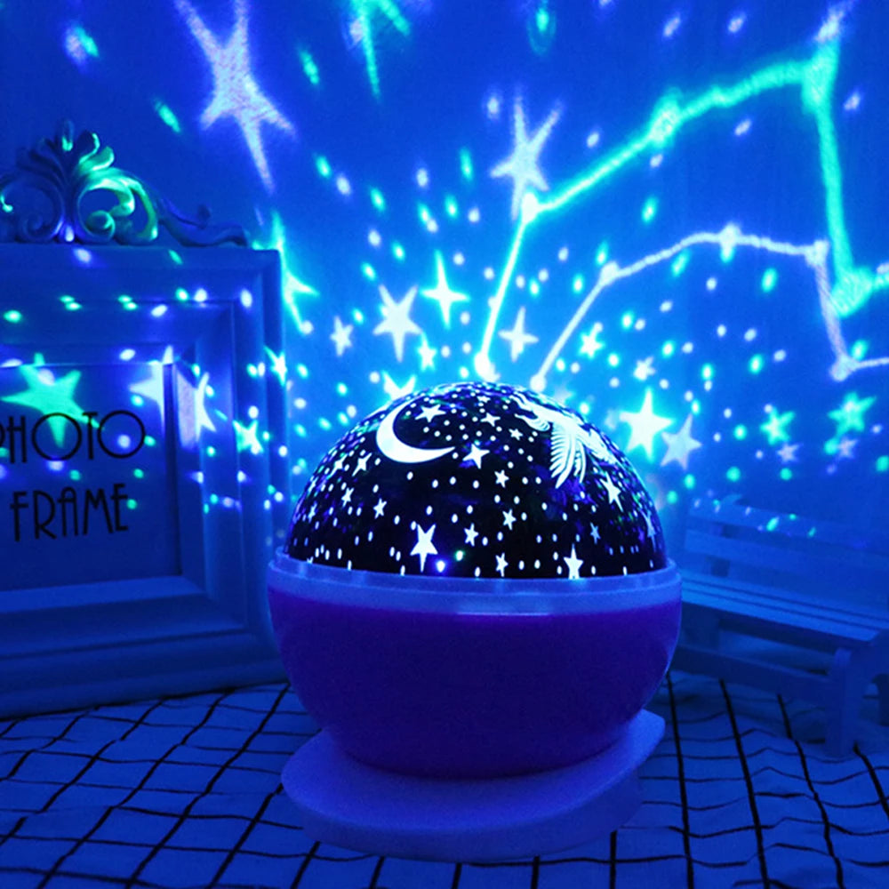 Starry Sky Night Lamp Projector Rotating Baby Nursery Moon Galaxy Table Light