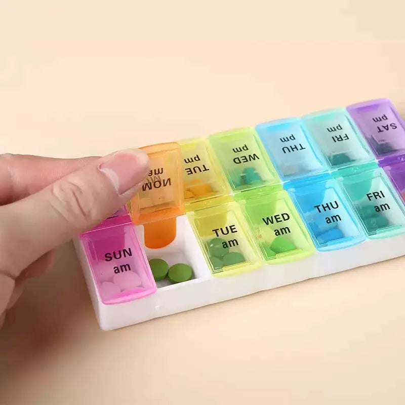 CowLost | product_id-7-day-portable-pill-organizer-with-14-compartments-medicine-storage-box |5