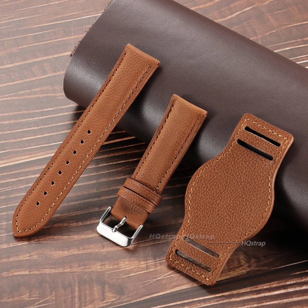 CowLost | product_id-vintage-handmade-cowhide-leather-watch-strap-18-22mm-for-seiko-black-brown-coffee-replacement-wristband |8