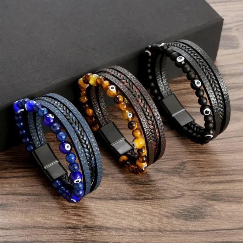 CowLost | badge-pass-holders-jiayiqi-stainless-steel-and-leather-bangle-bracelet-for-men |16
