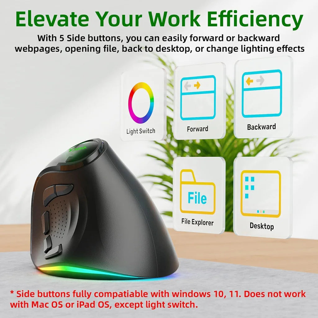 CowLost | jomaa-rgb-rechargeable-wireless-ergonomic-mouse-5-side-buttons-bluetooth-2-4g-wireless-mice-for-pc-computer-notebook-laptop |4