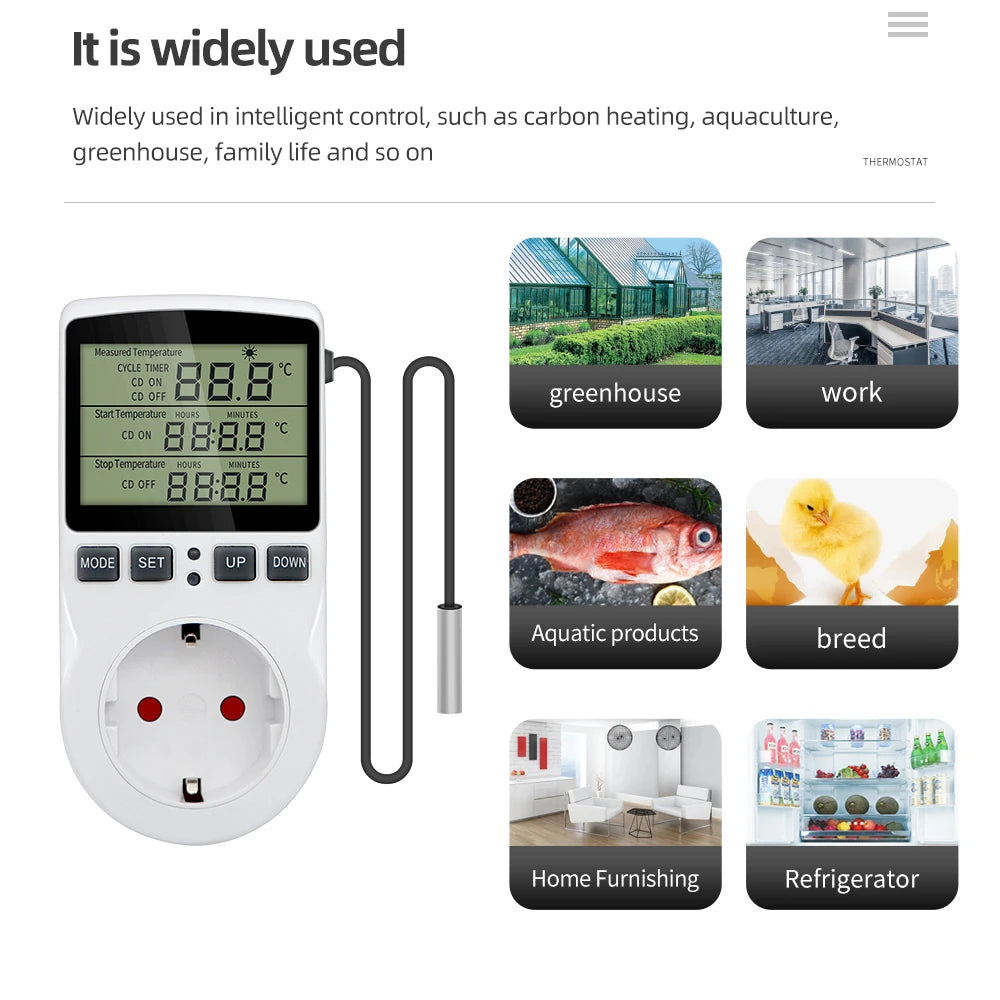 LCD Digital Thermostat Timer Socket EU/US/FR/UK/AU Temperature Controller with Timer Switch