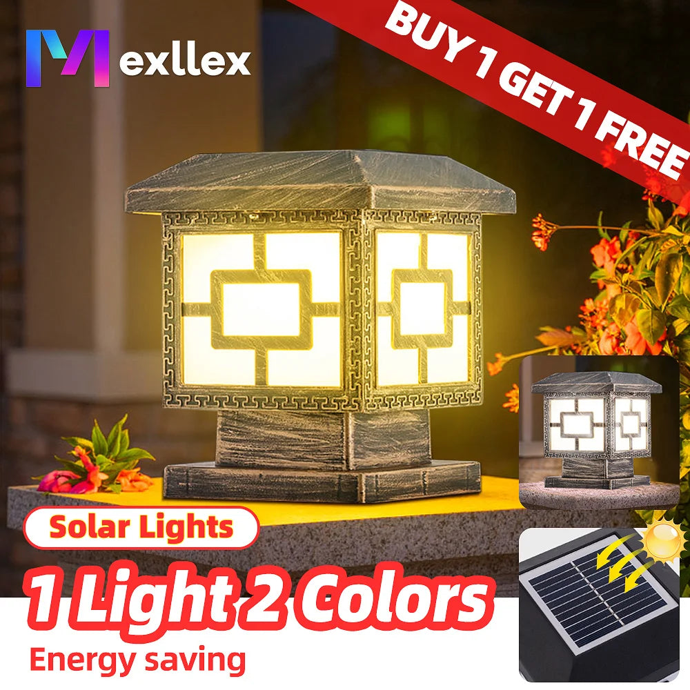 Outdoor Solar LED Post Cap Lights Waterproof with 2 Color Modes for Garden Patio Pathway