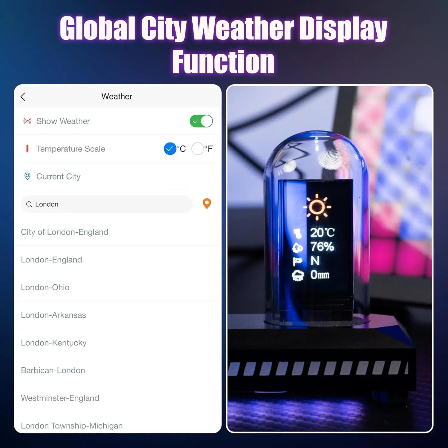 Mexllex Nixie Tube RGB Retro Digital Clock with Wi-Fi, APP Control, IPS Glow, Weather Mode