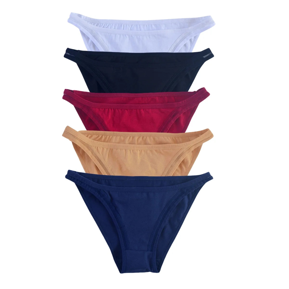 CowLost | product_id-5pcs-women-s-cotton-low-rise-breathable-solid-color-briefs-m-xl |17