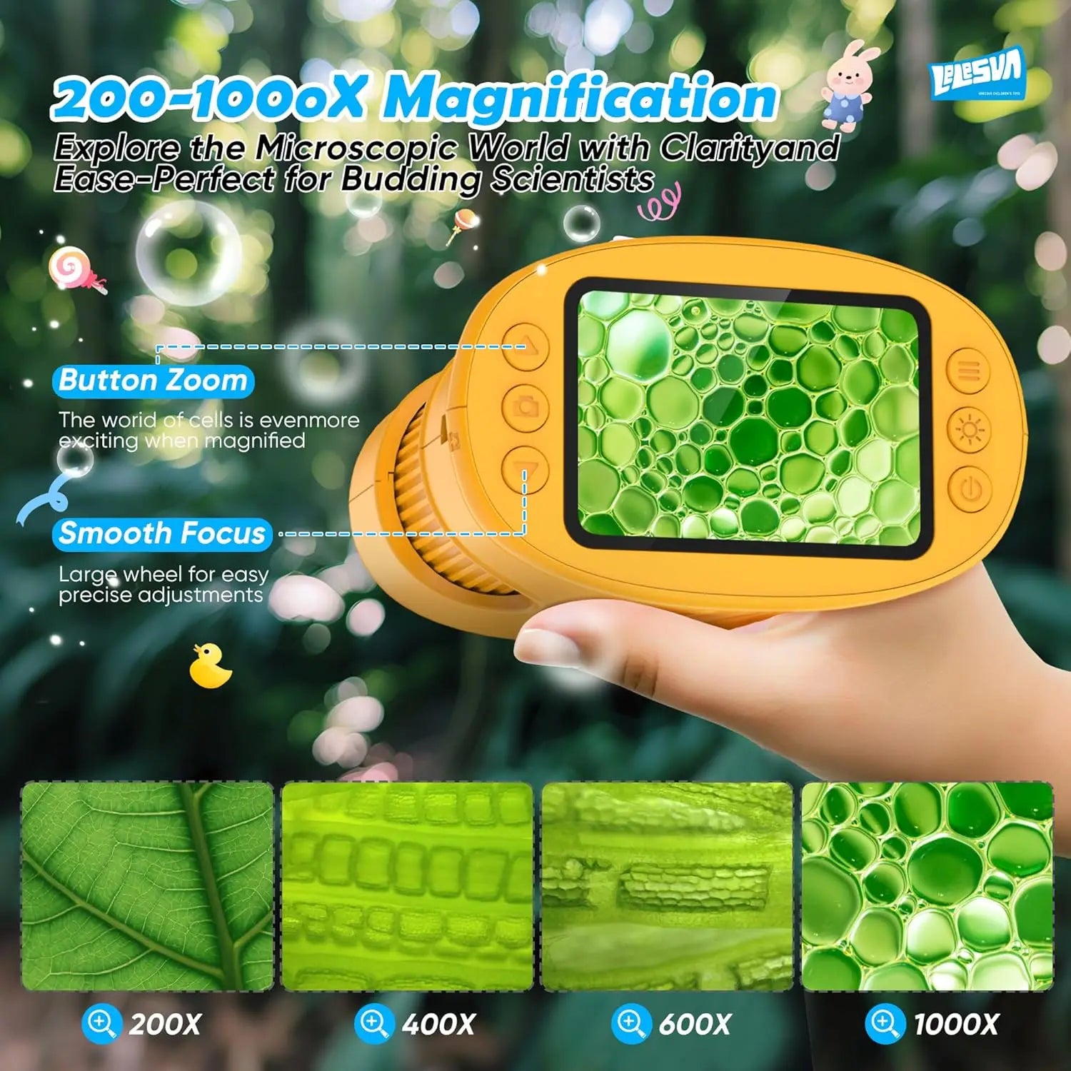1000X Pocket Microscope for Kids with 4K 2.0" Screen