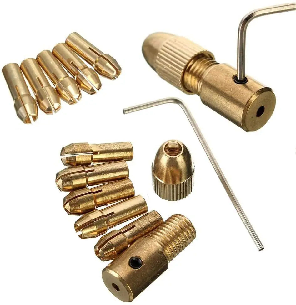 CowLost | product_id-7pcs-brass-mini-drill-chuck-set-keyless-quick-release-adapter-for-electric-motor-shaft |11