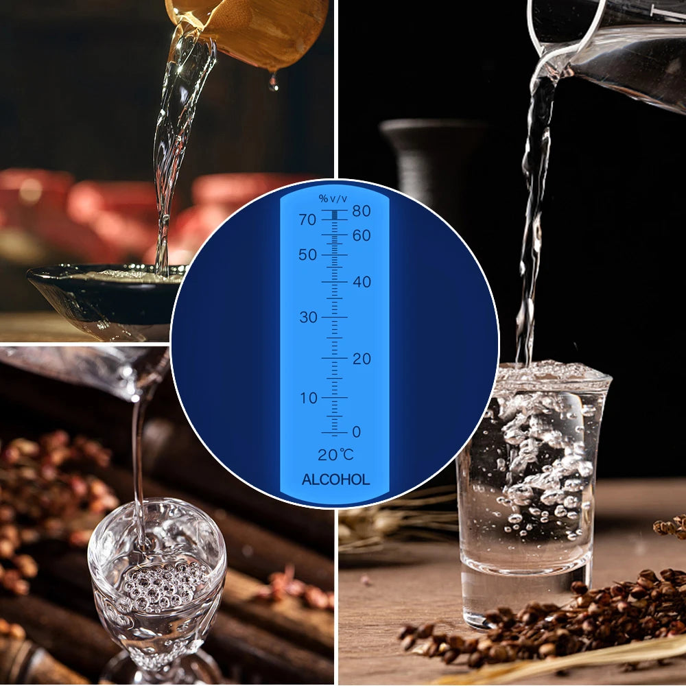 Handheld 0-80% Alcohol Refractometer ATC for Liquor and Spirits Concentration Testing