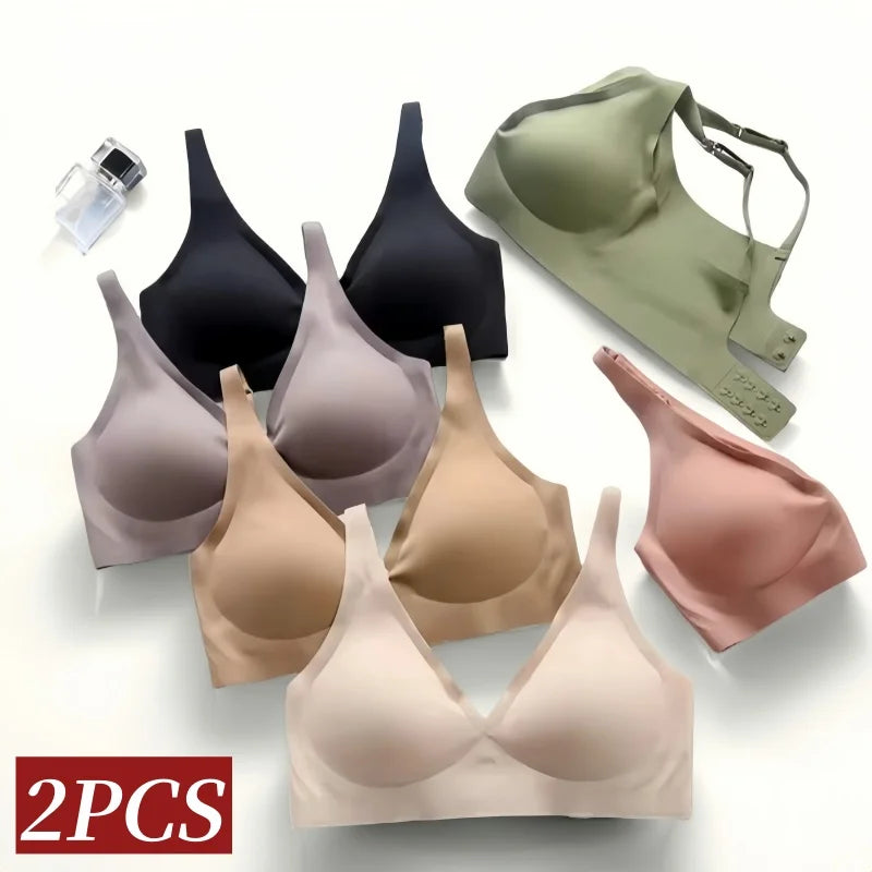 CowLost | product_id-2pcs-seamless-wireless-push-up-bras-soft-padded-deep-v-bralettes-s-3xl |2