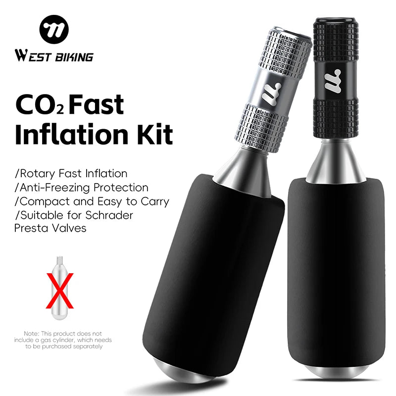CowLost | west-biking-co2-bike-pump-portable-fast-inflating-kit-aluminum-alloy-bicycle-pump-for-av-fv-no-gas-cylinder-mtb-bike-accessories |1
