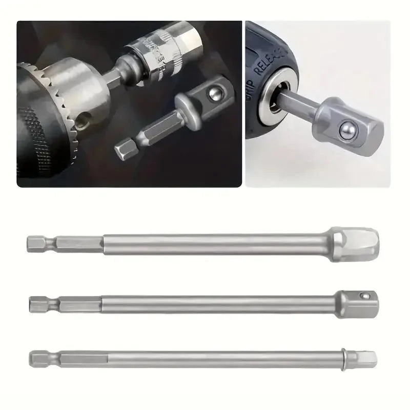 CowLost | 6pcs-set-1-23-81-4-hexagonal-handle-shank-adapter-sleeve-connection-conversion-rod-square-head-socket-extension-rod |2