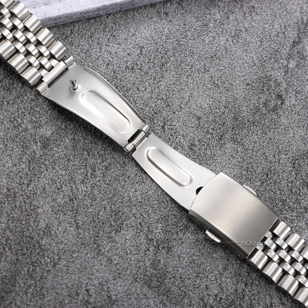 Universal Stainless Steel Jubilee Strap 18mm-22mm Folding Buckle Watchband for Seiko Unisex