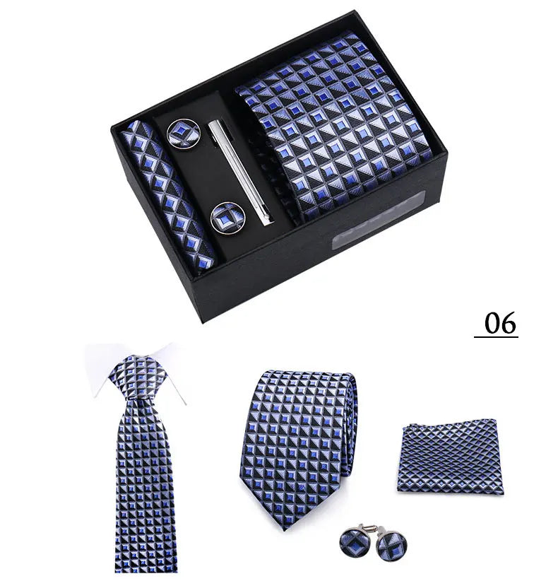 CowLost | tie-men-with-box-top-quality-business-ties-hanky-cufflink-set |37