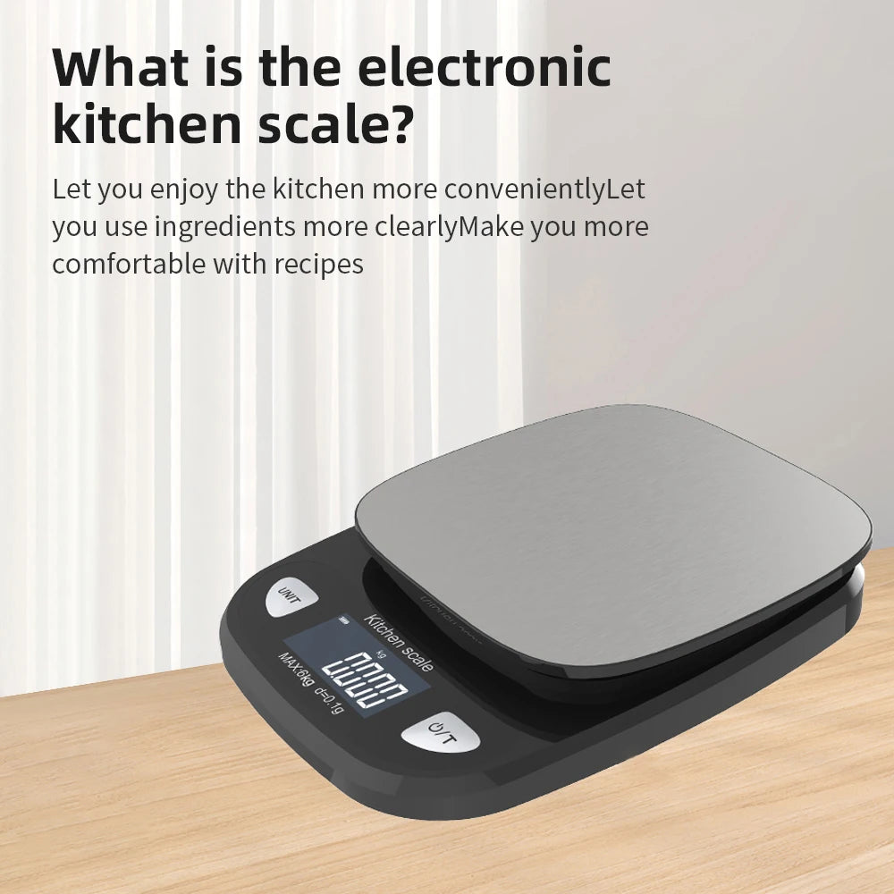 Digital Kitchen Scale 12kg/1g & 6kg/0.1g Waterproof Electronic Balance for Food, Jewelry, Baking