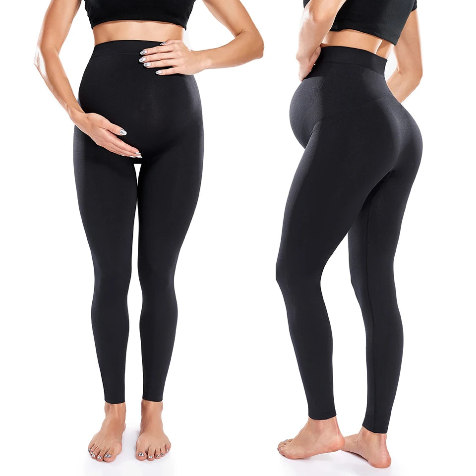 CowLost | product_id-high-waist-maternity-leggings-with-belly-support-skinny-knit-pants |26