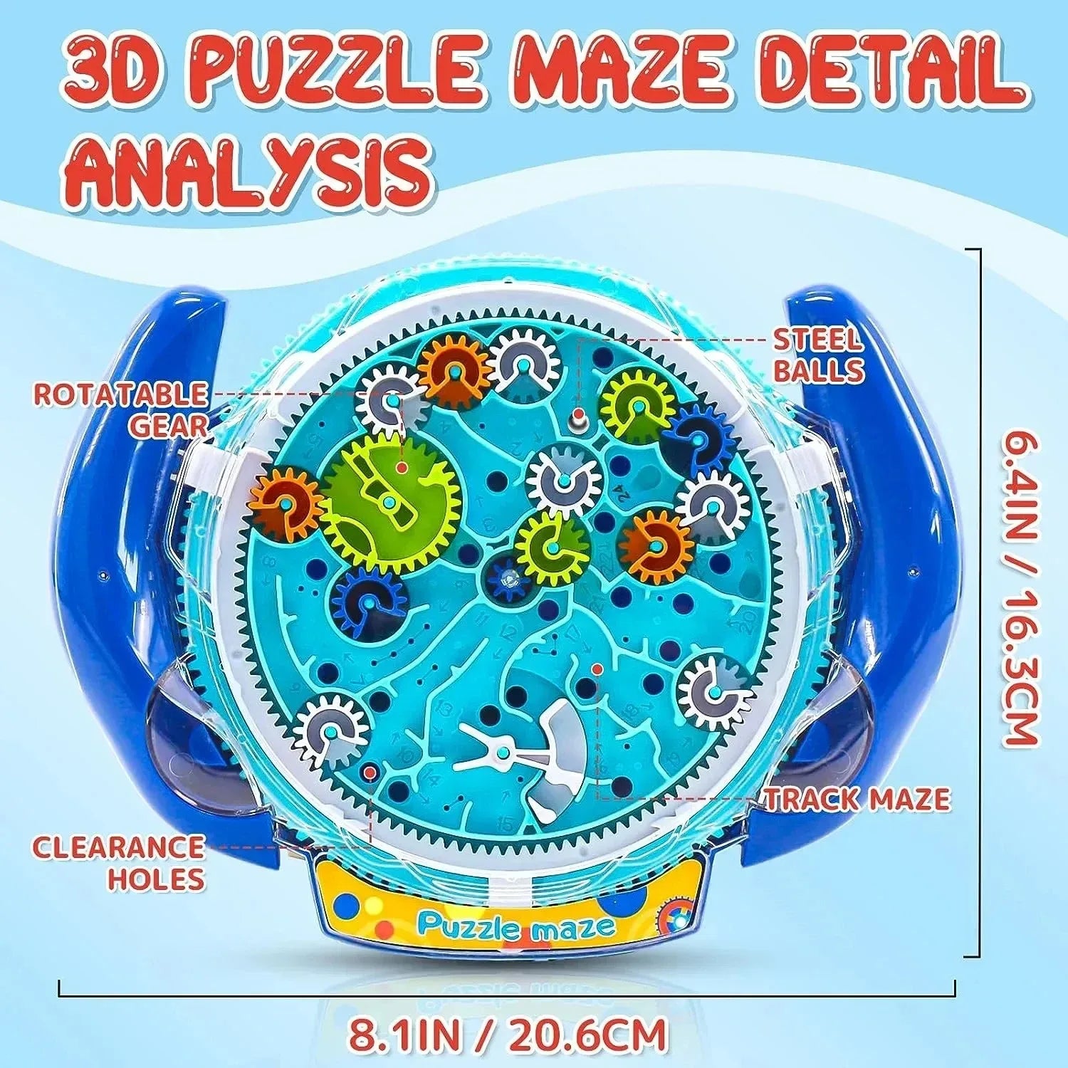3D Gear Labyrinth Balance Ball Maze Puzzle Educational Toy for Kids Christmas Gift