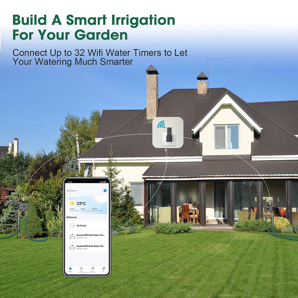 Tuya Smart Dual Water Timer Bluetooth Zigbee Outdoor Garden Irrigation Controller