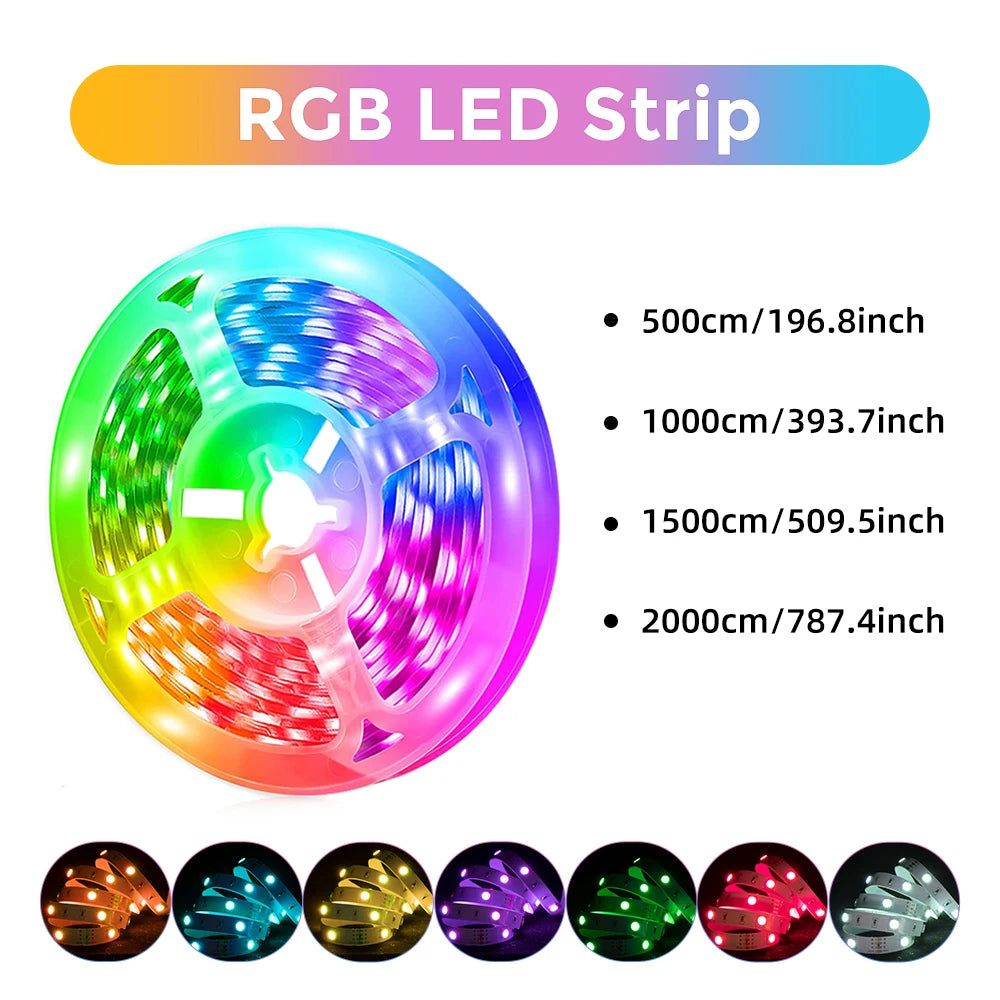 Mexllex RGB LED Strip Light 30M/20M/15M Flexible Tape DC 24V/12V APP & Remote Music Sync