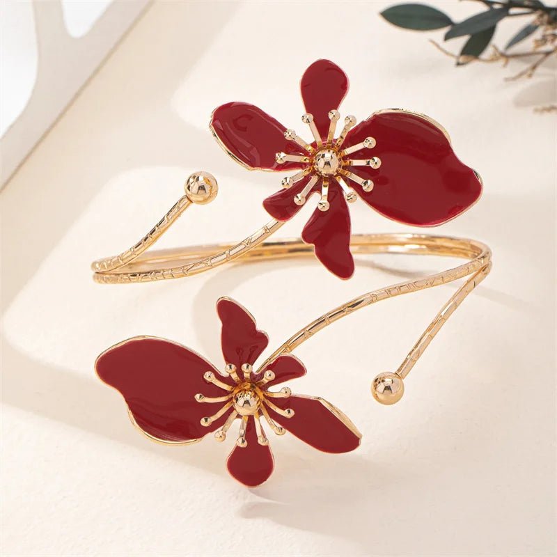 CowLost | vintage-elegant-flower-open-armband-cuff-bracelet-for-women |4