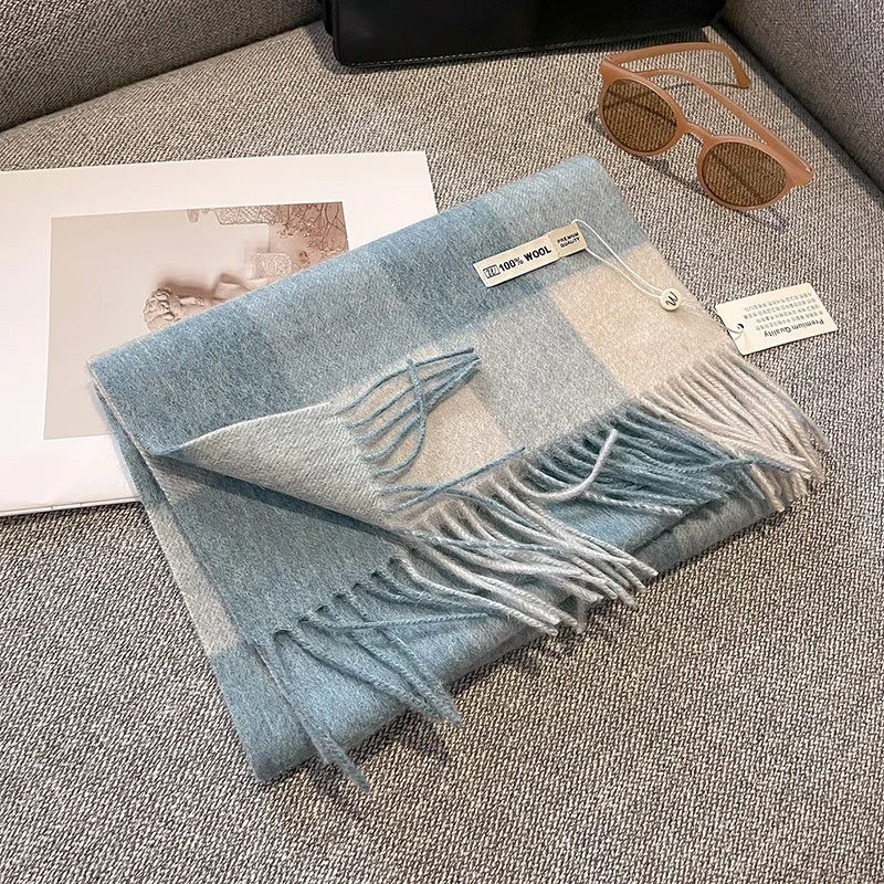 CowLost | australian-wool-winter-plaid-cashmere-scarf |30