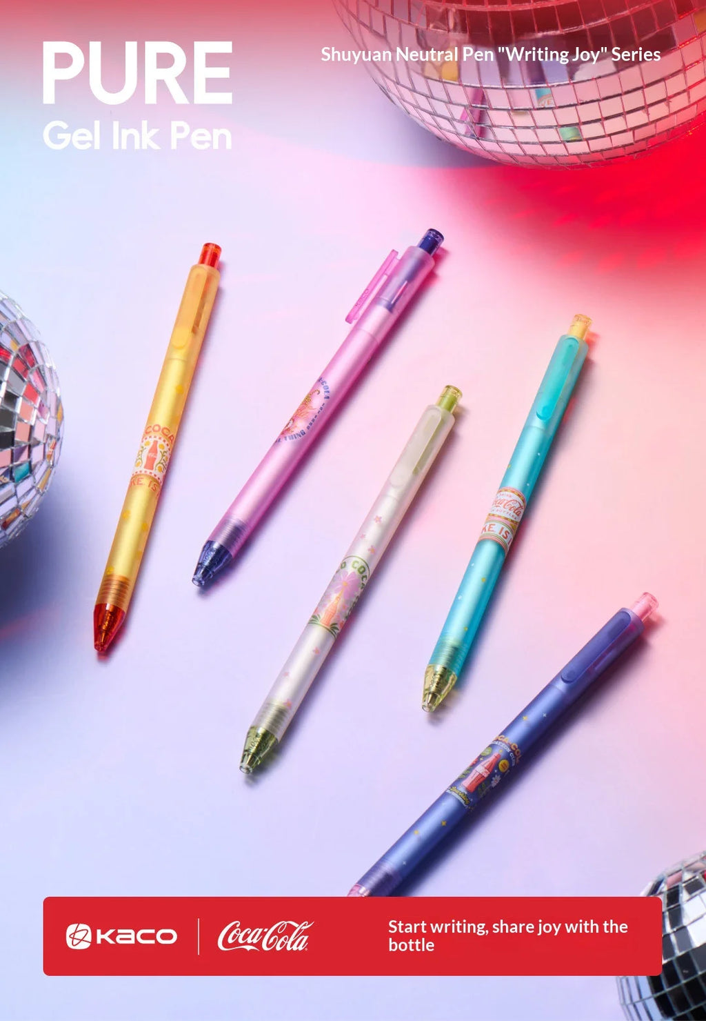 CowLost | product_id-5pcs-kaco-coca-cola-co-branded-gel-pens-0-5mm-quick-dry-ink-ergonomic-grip |7