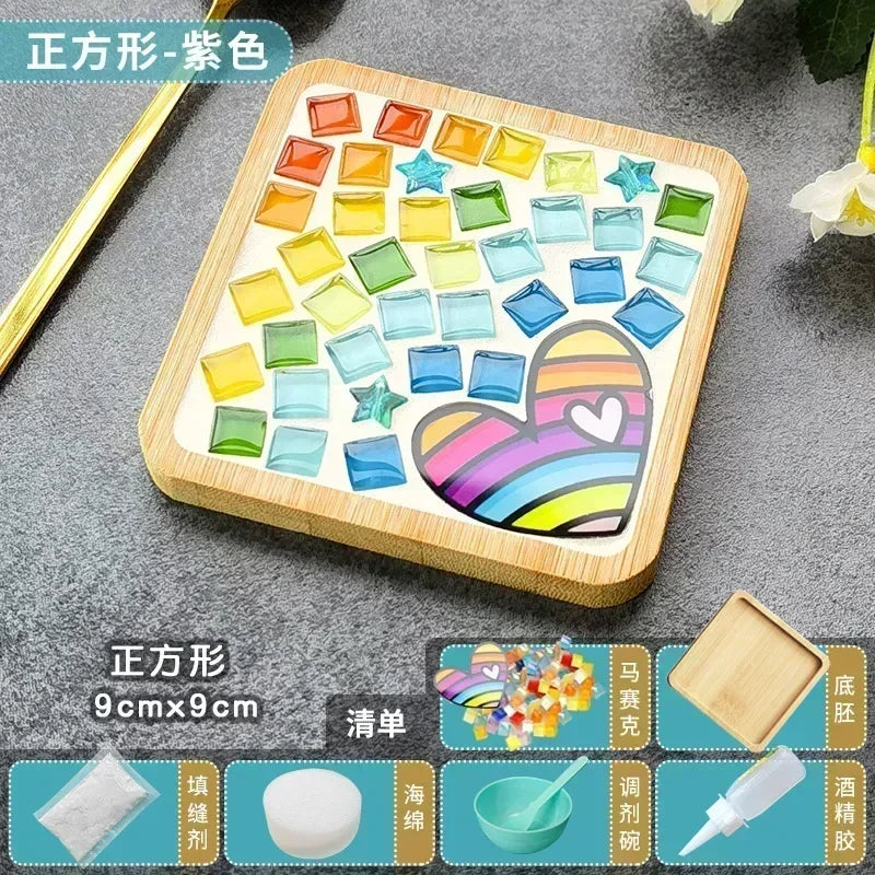 CowLost | product_id-handmade-diy-mosaic-bamboo-cup-mat-coaster-heart-square-parent-child-educational-toy |6
