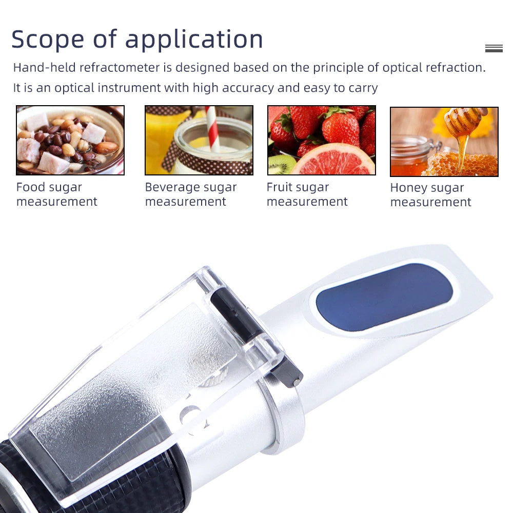 0-80% Brix Honey Refractometer Handheld Sugar Concentration Tester for Fruit Juice
