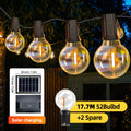 G40 Solar Globe String Lights Outdoor, 8 Modes, USB Charge, Remote, Waterproof for Balcony Wedding