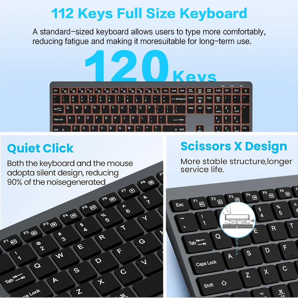 CowLost | product_id-jomaa-full-size-wireless-backlit-keyboard-2-4g-dual-bluetooth-rechargeable-silent-keyboard-for-pc-laptop |5