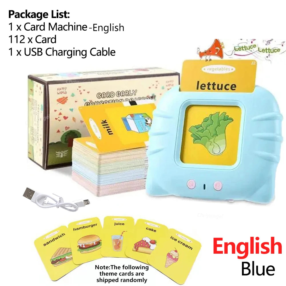 Talking Flashcards Learning Machine with Audio for Toddlers - English, Spanish, Italian, Arabic Educational Toy Gift