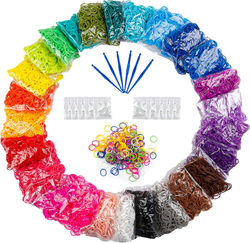CowLost | bracelets-product_id-600pcs-color-rubber-loom-hair-ties-bands-bracelets-diy-craft-accessories-kit |4