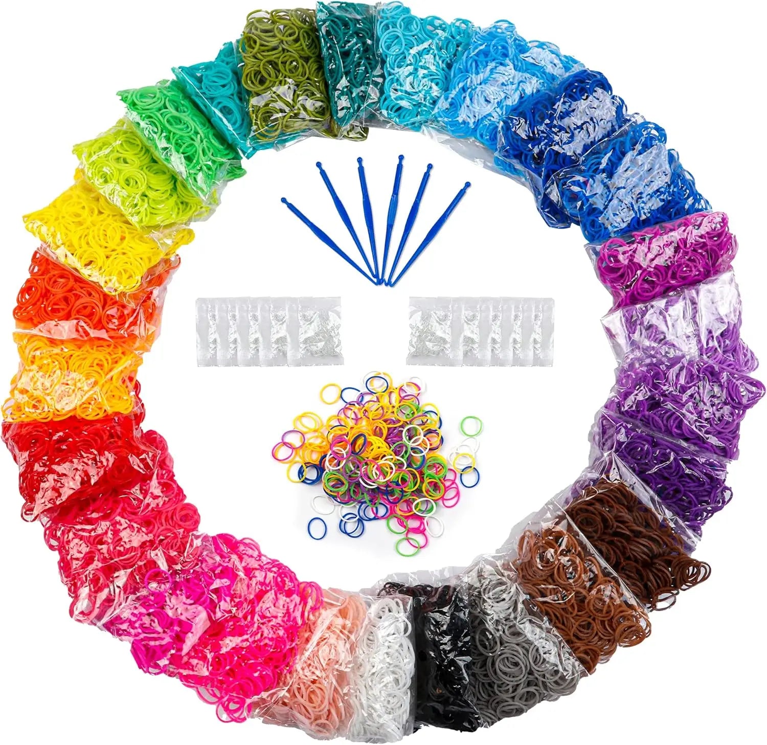 CowLost | bracelets-product_id-600pcs-color-rubber-loom-hair-ties-bands-bracelets-diy-craft-accessories-kit |4