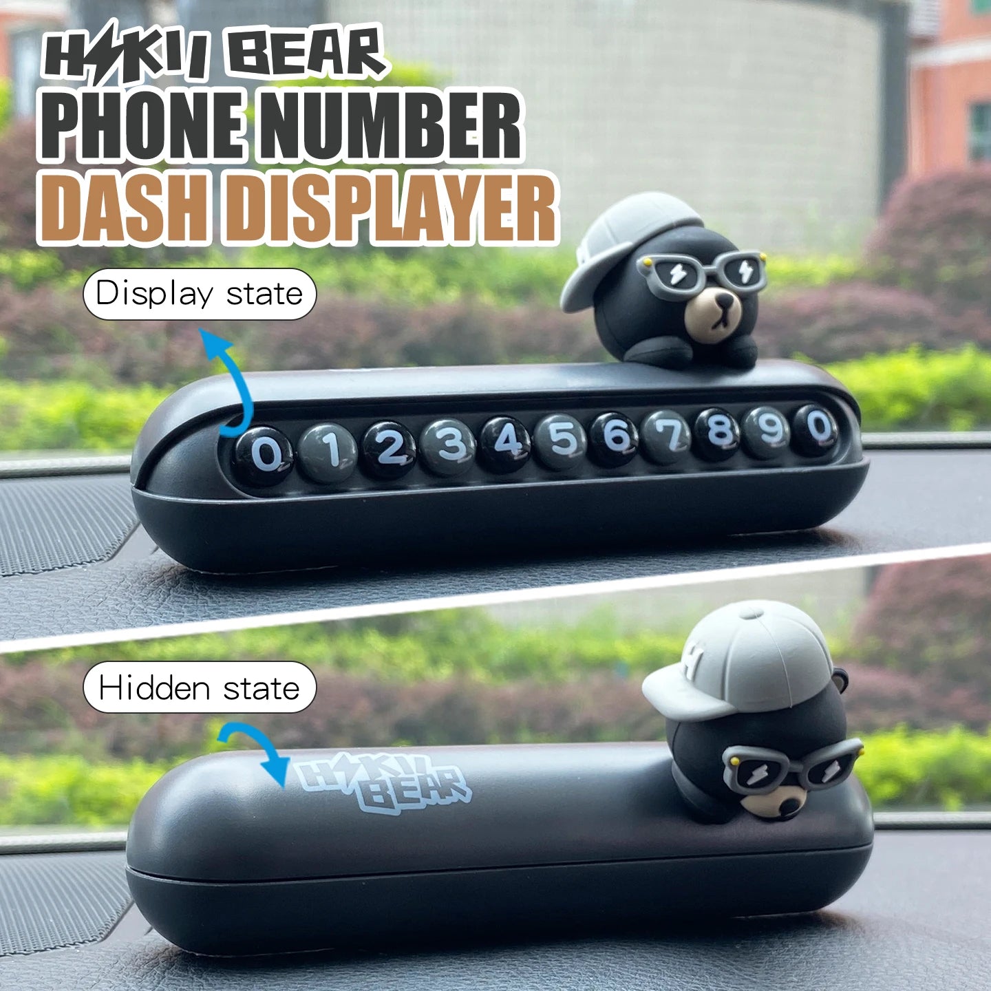 CowLost | product_id-cool-bear-car-dashboard-temporary-parking-phone-number-display-plate-accessory |1