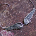 Vintage Angel Wings Feather Pendant Choker Link Chain Necklace for Women