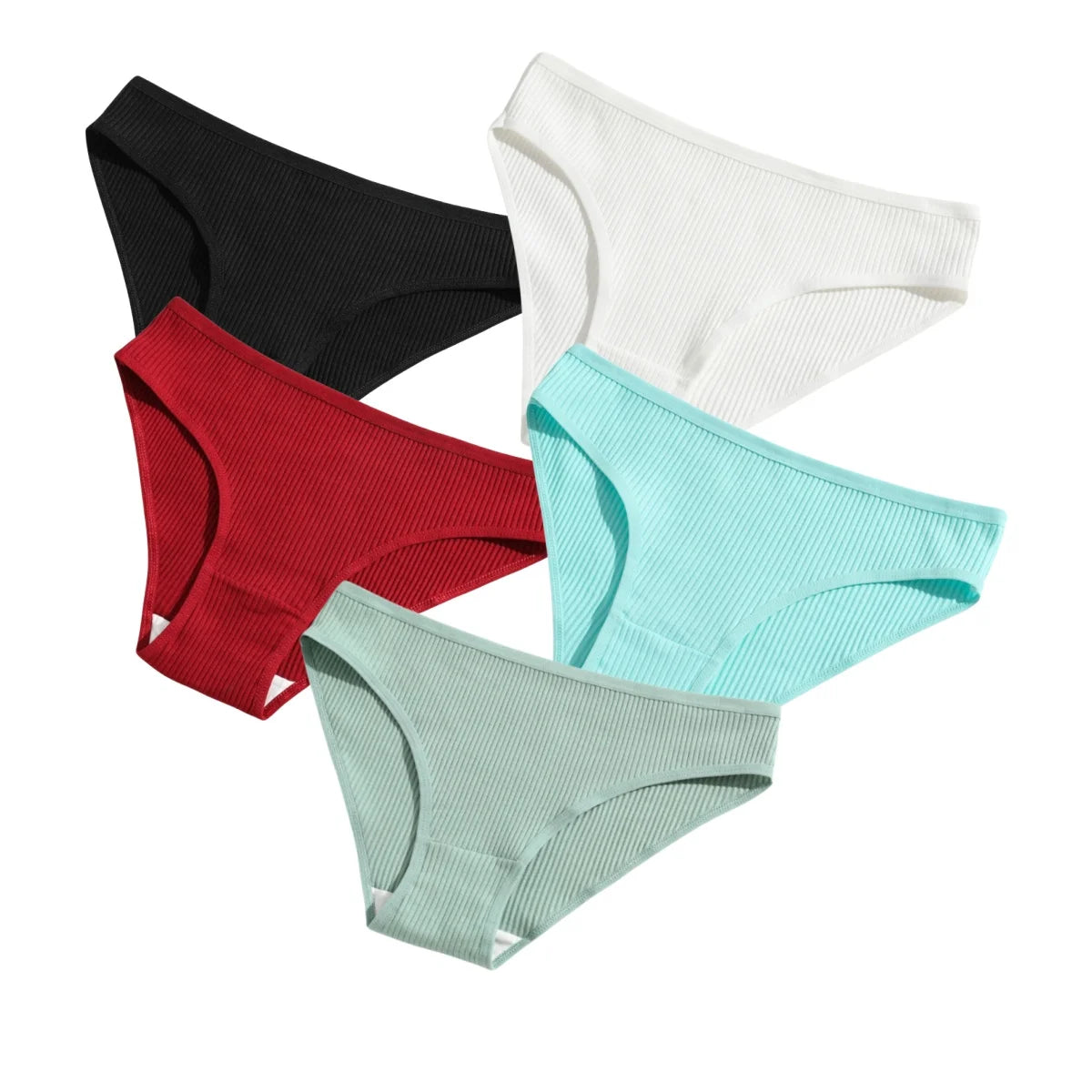 CowLost | product_id-5pcs-women-s-cotton-stretch-solid-color-briefs-soft-comfort-panties-s-xxl |11