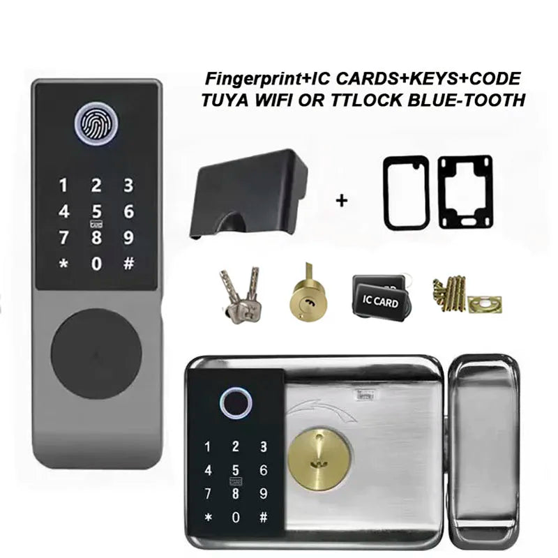 CowLost | locks-keys-product_id-vseumet-tuya-ttlock-waterproof-double-side-keypad-fingerprint-outdoor-electronic-rim-lock-for-gate-fence-intercom |11