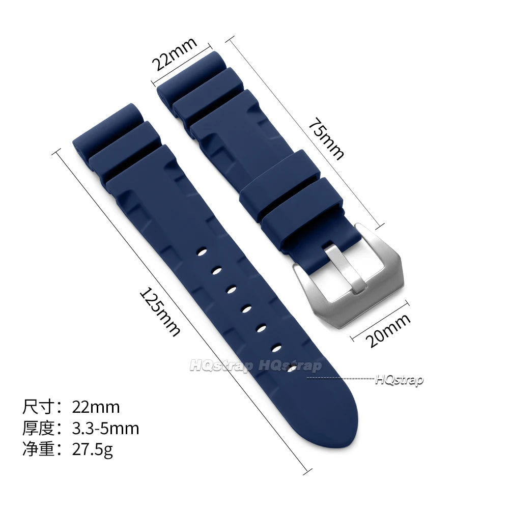 HQstrap 22mm 24mm 26mm Silicone Watch Bands for Panerai Sport Wristband Unisex Rubber Strap