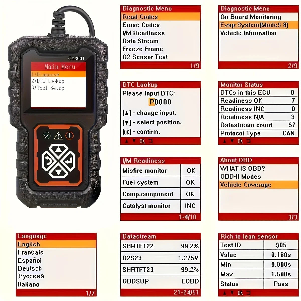 CowLost | electric-vehicle-ev-parts-accessories-creader-3001-obd2-engine-fault-code-scanner |4
